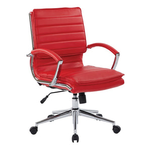 OSP Home Furnishings Mid Back Faux Leather Manager Chair with Lumbar Support and Chrome Loop Arms Red SPX23591C-U9