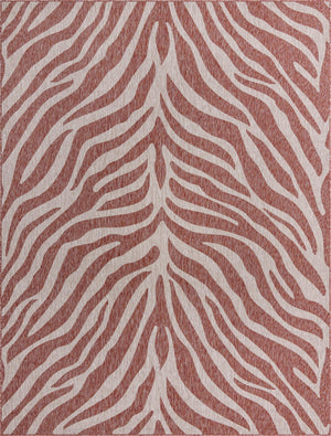Unique Loom Outdoor Safari Tsavo Machine Made Animal Print Rug Rust Red, Ivory/Gray 9' 0" x 12' 0"