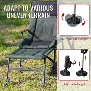 English Elm Camping Lounge Chair With Detachable Footrest - Portable, Adjustable Recliner For Comfort Outdoors W241106343