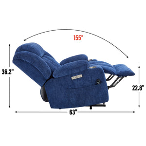English Elm Up to 350 Lb Chenille Power Lift Recliner with Massage Heat and Charging Ports W1803S00070