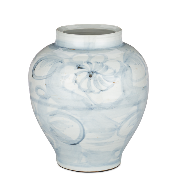 Ming-Style Countryside Preserve Pot: Artisan Porcelain Elegance with Blue Motifs for Timeless Decor