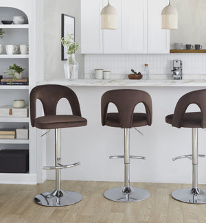 English Elm Adjustable Velvet Swivel Barstools with Chrome Base Set of 2 for Kitchen Island B202S01959