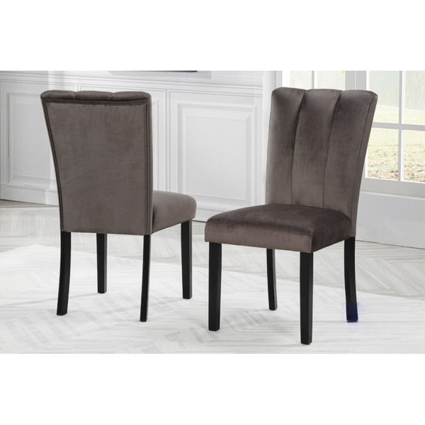 English Elm Cedar Channel-Tufted Velvet Dining Chairs Set of 2 — Plush Brown Seats, Modern Comfort & Durability B011P361974