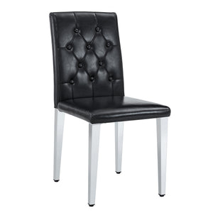English Elm 4-piece Brown Suede Dining Chair Set with Tufted Back and Walnut Metal Legs Black+Silver W1151P361157
