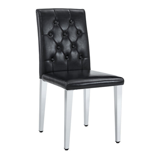English Elm 4-piece Brown Suede Dining Chair Set with Tufted Back and Walnut Metal Legs Black+Silver W1151P361157