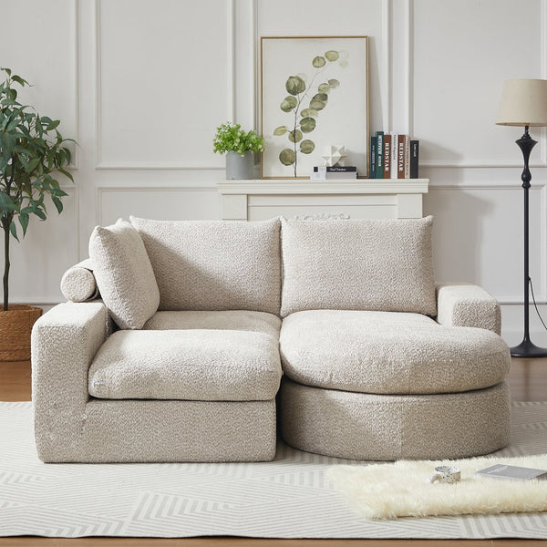 English Elm 99-Inch Chenille Cloud Curved Sectional Sofa – Modern L-Shaped Boneless Couch With Chaise & Comfort W834S00476