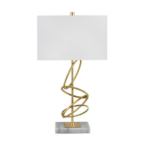 Crestview Collection 29.25"H Ringo Metal Table Lamp With Gilded Gold Rings, Marble Base & Elegant White Shade - Luxe Style!   Cvaer2160