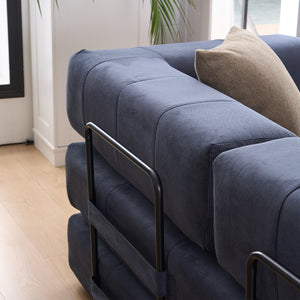 English Elm Folding Sofa Bed with Corduroy Cover, 78.5" Convertible Futon Couch, No-Assembly Foam Spring Mattress, Compact Sleeper for Living Room Blue W2915P276732