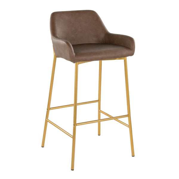 English Elm Daniella 30" Fixed-Height Barstool Set In Luxe Espresso Faux Leather & Glam Gold Metal Frame, 2 Pcs B202S00549