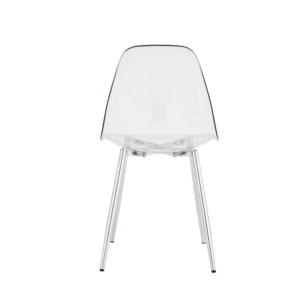 English Elm Table and Chair Set Marble Glass Top Six Transparent Seats Silver Legs Dining W1151S04649