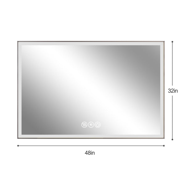 English Elm 48*32In Led Framed Bathroom Vanity Mirror - Anti-Fog, Adjustable Lighting, Durable & Stylish Design W2709P268900