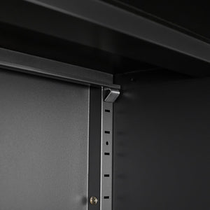 English Elm Lockable Steel Double Door Cabinet with Adjustable Shelves for Garage and Office W1247P305587