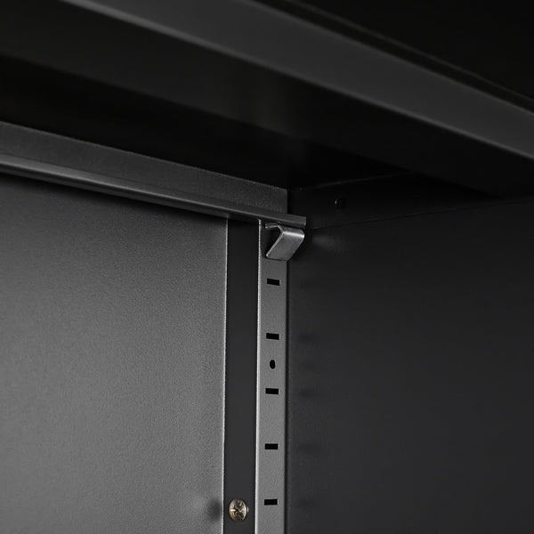 English Elm Lockable Steel Double Door Cabinet with Adjustable Shelves for Garage and Office W1247P305587