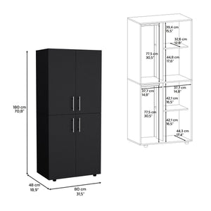 English Elm Armoire Melfa 71" H with 2 doors, 3 drawers and hanging rod for organized, elegant bedroom storage Black 39 L x 23 W x 6 H B097S00122