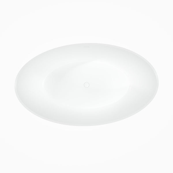 English Elm 70 Inch Stone Resin Freestanding Soaking Tub Matte White Sculptural Spa Bath W1613P436815