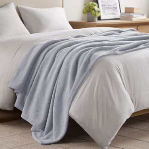 JLA Home Madison Park - Blanket ultra-soft cloud-like comfort, OEKO-TEX certified, machine washable cozy warmth for home Grey BR51-4440