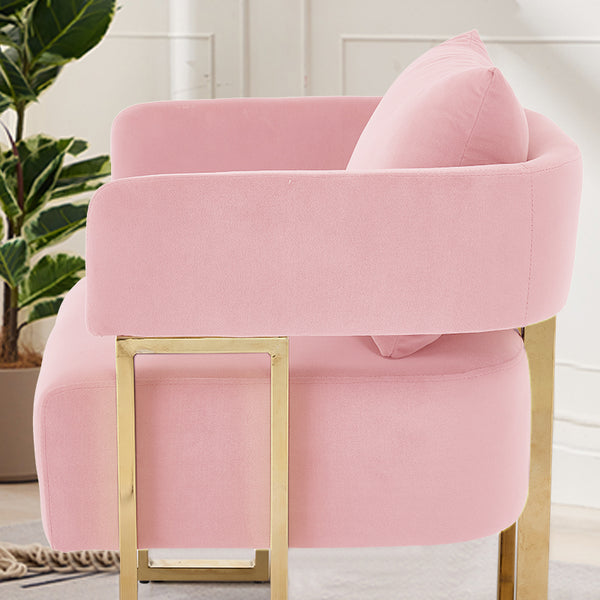 English Elm Ts Velvet Accent Chair Set of Two with Gold Metal Legs for Living Room or Office Pink W2311P414941