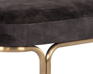Sunpan Gwen Elegant Oval Bench with Gold Iron Frame - Stylish, Functional Accent for Any Space Nono Shitake
