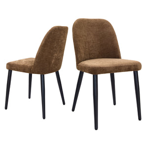 English Elm Dark Brown Suede Armless Dining Chairs with Sleek Metal Legs Foam Padded Set of 2 T3967P431251