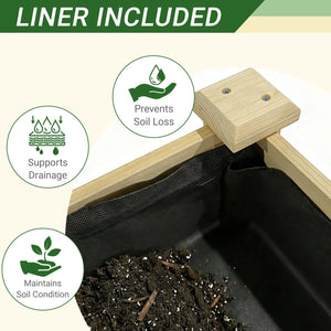 English Elm Raised Wood Planter Bed Counter Height Ergonomic Design with Drainage Tray and Tool Shelf W3166P444935