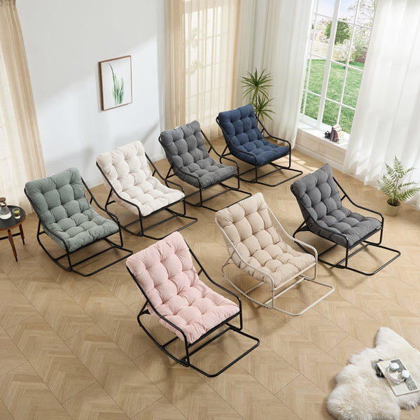 English Elm Outdoor Rocking Chair Steel Frame Corduroy Cushion Modern Armless Patio Lounge Seat W640P443543