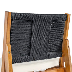 English Elm Outdoor Acacia Wood Barstools Set of 2 Wicker Back Patio Seating with Cushions Black,Cream,Teak N773P358719R