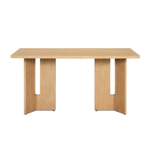 English Elm Trexm Farmhouse Six Seat Dining Set Oak Veneer Distressed Table Upholstered Chairs Natural Wood Wash ST000153AAD