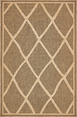 Unique Loom Outdoor Trellis Diamonds Machine Made Geometric Rug Brown, Tan/Gold 5' 0" x 8' 0"