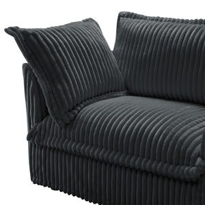 English Elm Slip-covered Deep Seat Armchair Soft Grey Corduroy with Oversized Pillows for Living Room W3041P292344