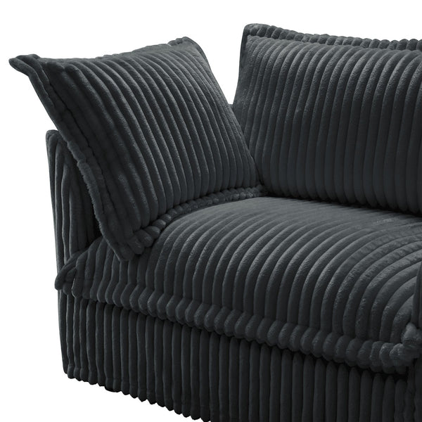 English Elm Slip-covered Deep Seat Armchair Soft Grey Corduroy with Oversized Pillows for Living Room W3041P292344