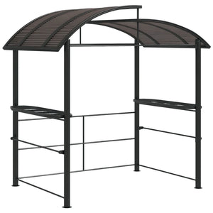 English Elm Outdoor Grill Gazebo with Polycarbonate Roof Steel Frame and Built-in Side Shelves T3971S00156