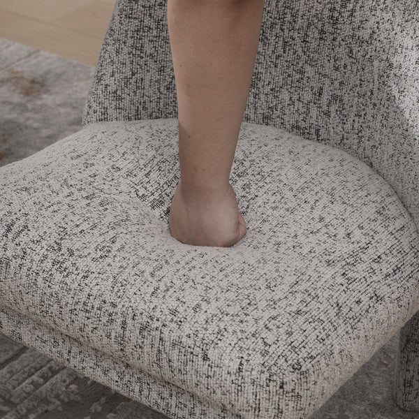 English Elm 21.46" Modern Minimalist Chenille Dining Chair Set of 2 with Rubberwood Legs, Curved High Back Comfort White+Black W3189P351395