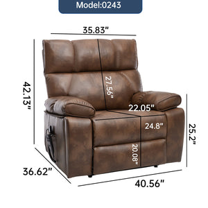 English Elm Brown Leatheraire Power Lift Recliner Dual Motor Massage Heat Heavy Duty 350 Lb W1803P340282