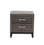 English Elm Bedroom Furniture Rustic Grey Oak Simple 1 Piece Nightstand 2-Drawers Bed Side Table Solidwood