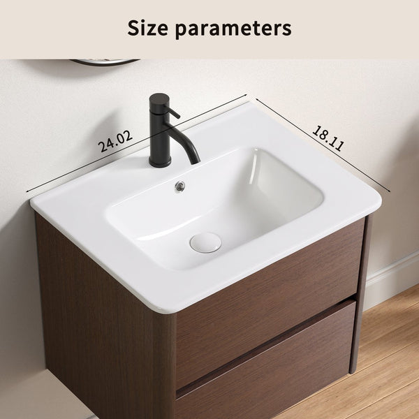 English Elm Bathroom Ceramic Vessel Sink Glossy White Oval Basin with Overflow for Modern Vanity W3402P362880