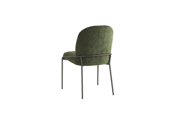 English Elm Modern Curved High Back Dining Chairs with Bronze Iron Frame Linen Upholstery Set of 2 N762P288935F