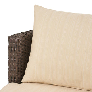 English Elm Christopher Knight Home® - KONO Woven Outdoor 3-Piece Patio Chat Set with Aluminum Frame, Tempered Glass Table, Cushions Brown+Beige 53142.00ALUBRN