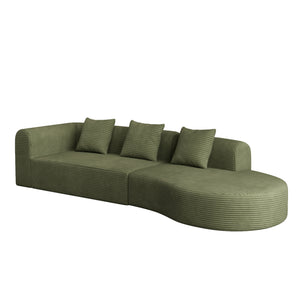 English Elm 123*37 Extra Large Deep Modular Sofa - Luxurious Wrinkle-Resistant Corduroy, 27" Deep Seats, No Assembly Green W1829S00048