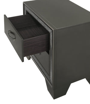 English Elm Contemporary Sparkling Accent Nightstand with Two Drawers, Dark Gray Finish, Sleek Bedside Storage 24" B2741P345251