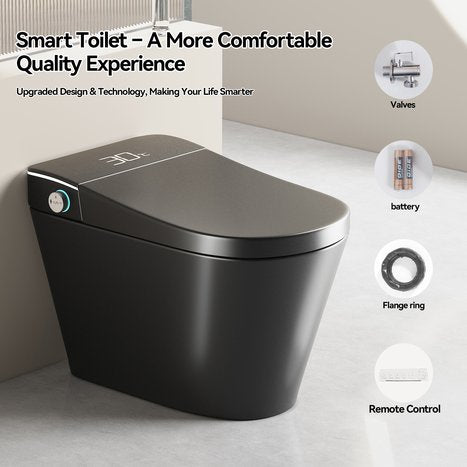 English Elm Unique Intelligent One-piece Toilet with Integrated Bidet Heated Seat and Auto Lid Black W3133P414563