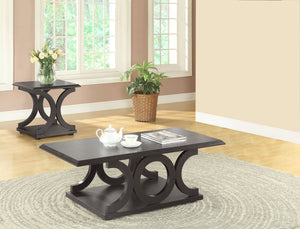 English Elm Fletcher Gloss White Lacquer Coffee and End Table Set for Modern Living Rooms B062S01666