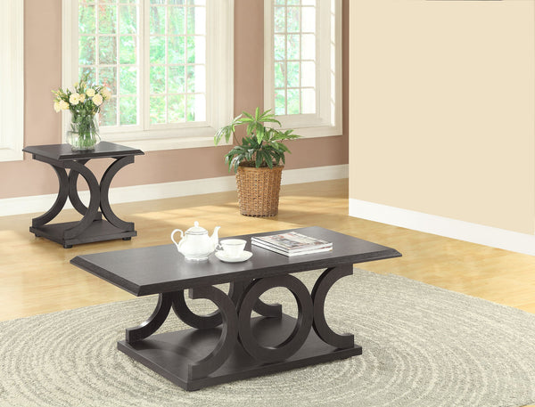 English Elm Fletcher Gloss White Lacquer Coffee and End Table Set for Modern Living Rooms B062S01666