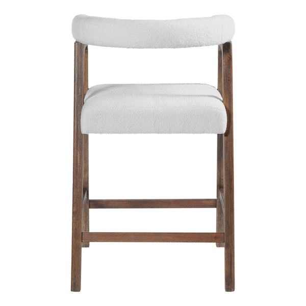English Elm 24'' Upholstered Counter Stools with Arms Beige Set of 2 for Kitchen Island Walnut N780P354192D
