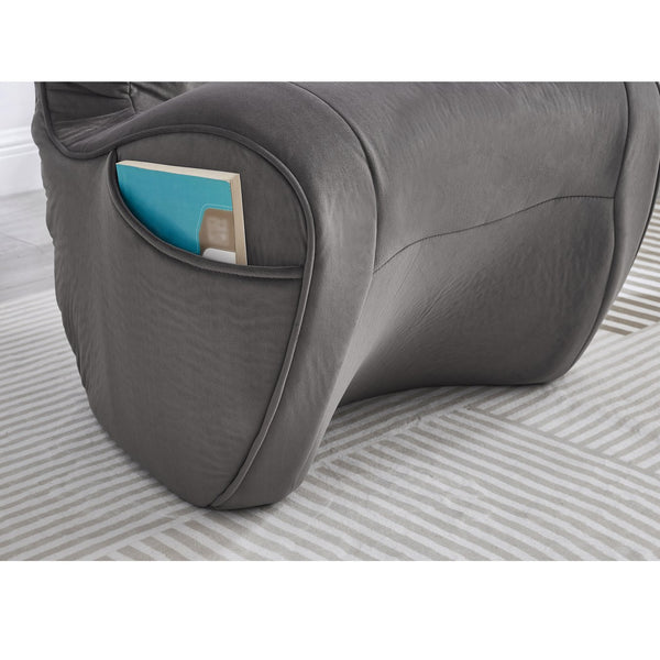 English Elm Ergonomic Floor Chair Velvet Upholstered Lumbar Support Seat for Reading Nook or Lounge Gray W1097P462003