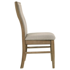 English Elm Dreydon Barley Upholstered Dining Side Chair Set of 2 — Distressed Light Brown Rubberwood Frame, Cozy Barley Fabric Back Support B062P374084