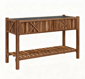 English Elm Outdoor Raised Planter Box with Drainage Reservoir for Herbs Vegetables Balcony T3971P422332
