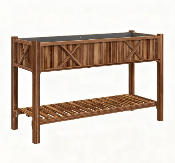 English Elm Outdoor Raised Planter Box with Drainage Reservoir for Herbs Vegetables Balcony T3971P422332