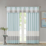 Madison Park Amherst Transitional Polyoni Pintuck Curtain Panel MP40-4374 Aqua