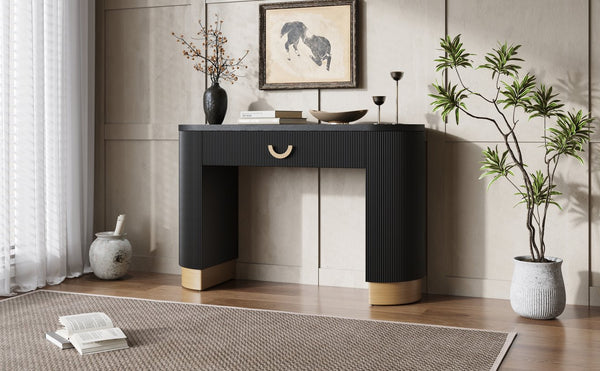 English Elm Christopher Knight Home® - Mirod Modern Console Table - Stylish Vertical Ribbed Design With Functional Drawer & Sleek Storage N760P281361B