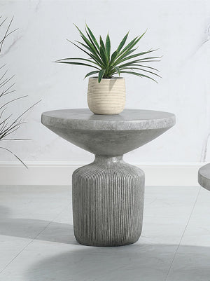 English Elm Laddie Eco-Friendly Weathered Gray End Table with 40mm Thick Cement Top, 19" Floor Clearance B2726P268056